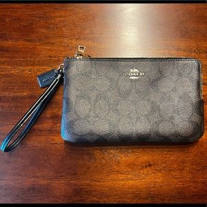 COACH - Double corner zip wristlet (Gold/Brown/Black)